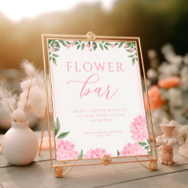 Poster Bar de Flor do Chá de panela Hidrangea Rosa