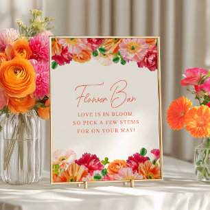 Poster Bar de flores do Chá de panela cor-de-laranja e co