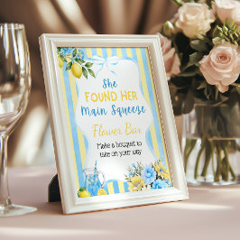 Poster Bar de Flores Floral Azul Main Squeeze para Chá de