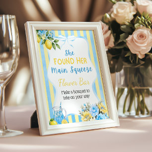 Poster Bar de Flores Floral Azul Main Squeeze para Chá de