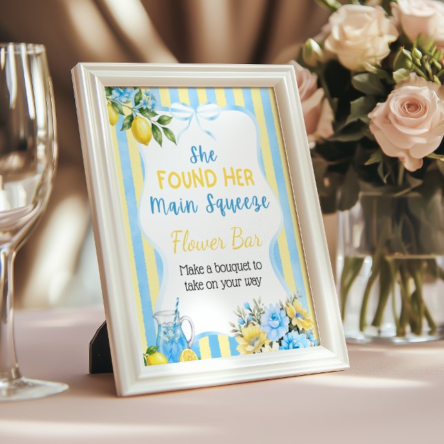 Poster Bar de Flores Floral Azul Main Squeeze para Chá de (Criador carregado)