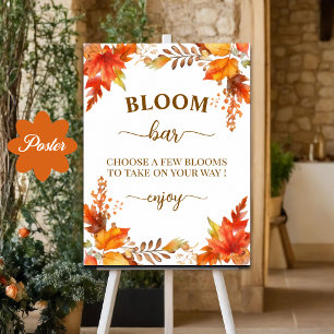 Poster Bar de Flores Outono Boho Floral Chá de Noiva