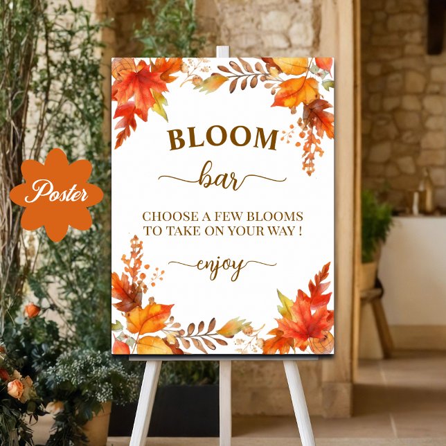 Poster Bar de Flores Outono Boho Floral Chá de Noiva (Criador carregado)
