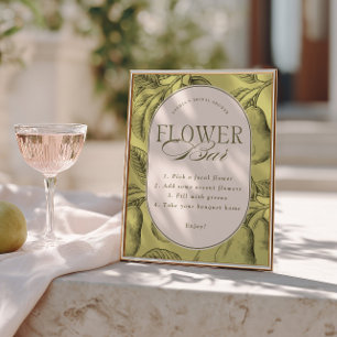 Poster Bar de Flores para Chá de Noiva Casal Perfeito