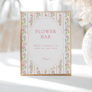 Poster Bar de Flores Rosa Grandmillennial Floral