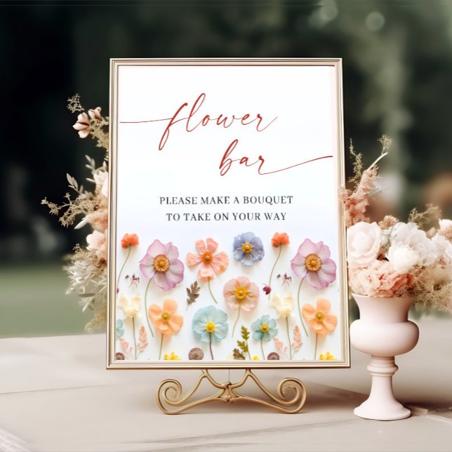 Poster Bar de flores silvestres da Boêmia Rosa Pastel (Criador carregado)