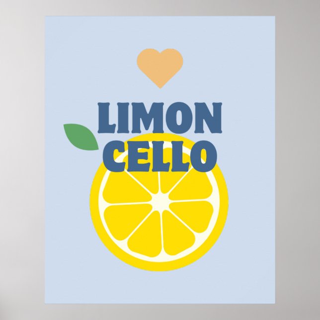 Poster Bar de Limões Limoncello, Azul Moderno, Italiano (Frente)