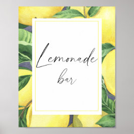 Poster Bar de limonada - limão cítrico moderno em aquarel