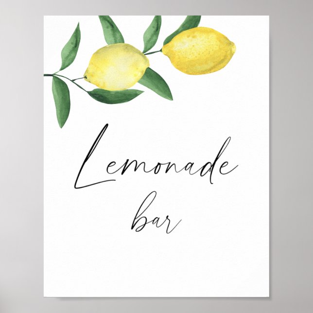 Poster Bar de limonada moderno com limão em aquarela - li (Frente)