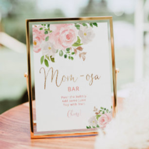 Poster Bar de Mãe-osa, cor-de-rosa, cor-de-água