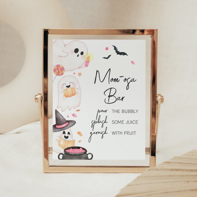 Poster Bar de Mãe Osa, do Pequeno Boo Rosa (Pink Little Boo Baby Shower Mom Osa Bar Sign)