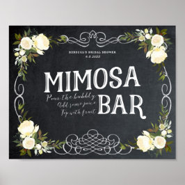 Póster bar de marfim floral Mimosa Sinal churrasco casame