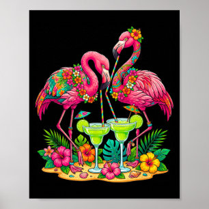 Poster Bar de Margaritas Flamingo Garotas da Praia Havaia