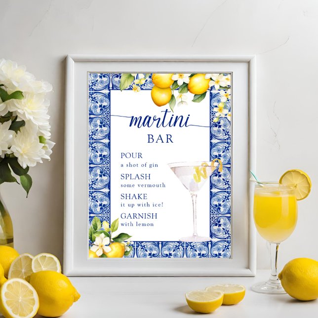 Poster Bar de Martini do Chá de Noiva Main Squeeze Lemons (Criador carregado)