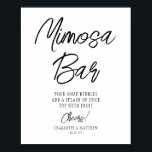 Poster Bar de Mimosa Brinde Moderno Manuscrito Script Pre<br><div class="desc">Bar de Mimosa Brinde Moderno Manuscrito Script Dourado Sinal de Mesa de Evento de Casamento apresenta o texto "Bar de Mimosa" em elegante tipografia de caligrafia dourada moderna. Perfeito para casamentos,  chá de noiva,  festa de aniversário,  celebrações de aniversário e muito mais. Criado por Evco Studio www.zazzle.com/store/evcostudio</div>