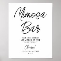 Bar de Mimosa Brinde Moderno Manuscrito Script Pre