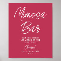 Bar de Mimosa Brindes Moderno Script Viva Magenta