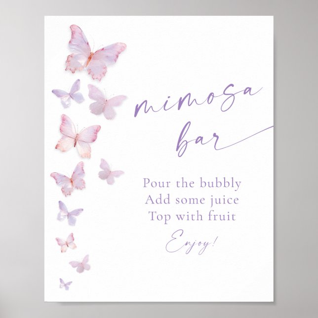 Poster Bar de Mimosa Butterfly Bridal Shower (Frente)