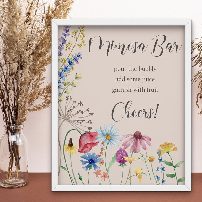 Poster Bar de Mimosa Charme Flor Silvestre Festa de Noiva (Mimosa Bar Bridal Shower sign from my Wildflower Charm collection)