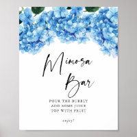 Bar de Mimosa com Flores de Hortênsia Azul para Ch