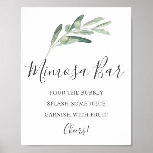 Poster Bar de Mimosa com Oliveiras Verdes