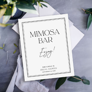 Poster Bar de Mimosa Elegante Chá de Noiva Preto e Branco