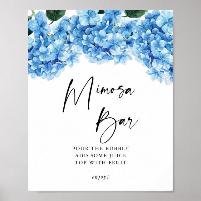 Poster Bar de Mimosa Flor de Hortênsia Azul para Chá de B (Frente)
