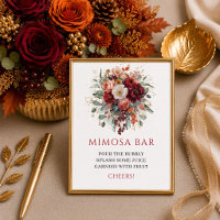 Bar de mimosa floral romântico outono marsala