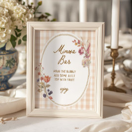 Poster Bar de Mimosa Gingham de Amor de Outono Cottage
