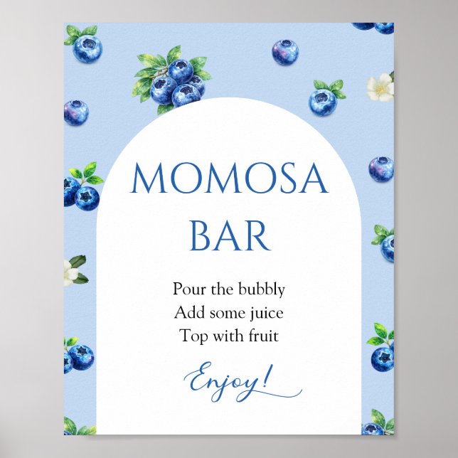 Poster Bar de Mimosa para Chá de Bebê da Blueberry (Frente)