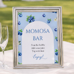 Poster Bar de Mimosa para Chá de Bebê da Blueberry