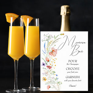 Poster Bar de Mimosa para Chá de Noiva de Flor Silvestre