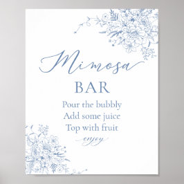 Poster Bar de Mimosa para Chá de Noiva Something Blue