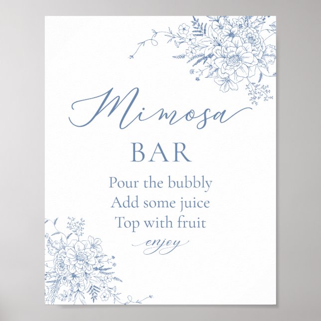 Poster Bar de Mimosa para Chá de Noiva Something Blue (Frente)
