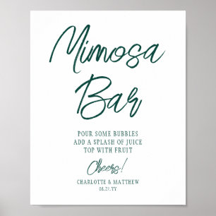 Poster Bar de Mimosa Parabéns Moderno Script Esmeralda Ve