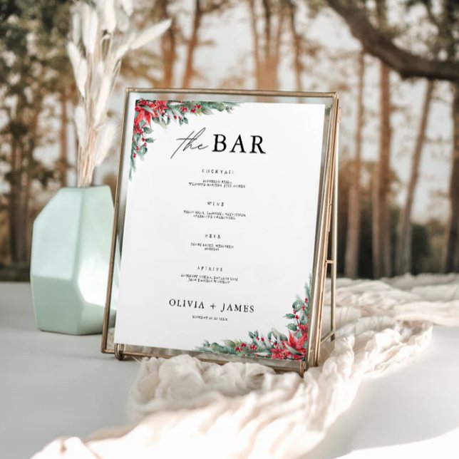 Poster Bar de Natal - Sinal Modelo (Christmas Wedding Bar Menu Sign Template)