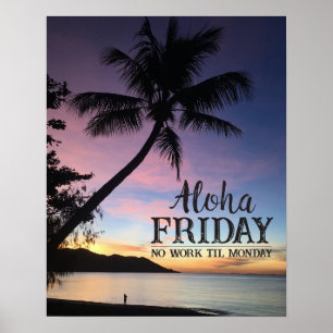 Póster Bar de praia havaiana Aloha Sexta-feira Tropical S