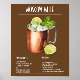 Poster Bar de Receita Clássica de Moscou