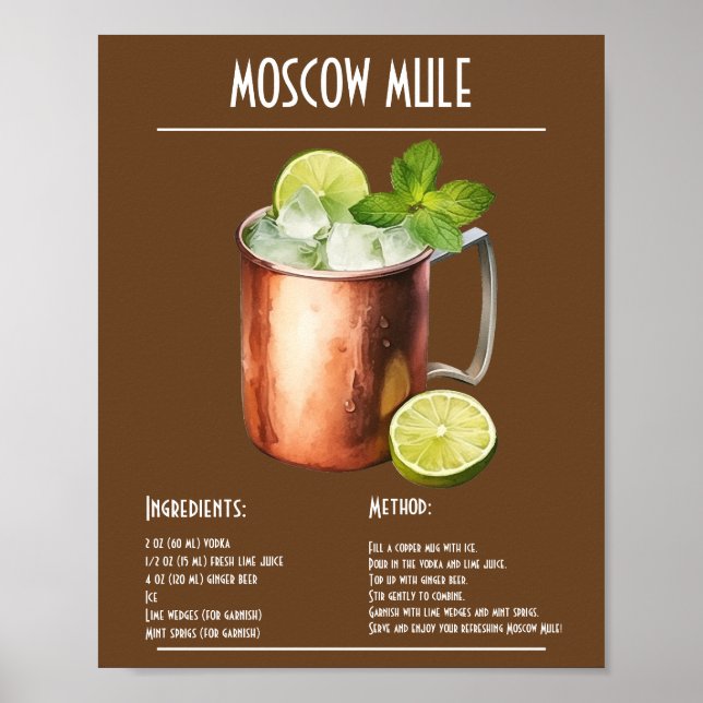 Poster Bar de Receita Clássica de Moscou (Frente)