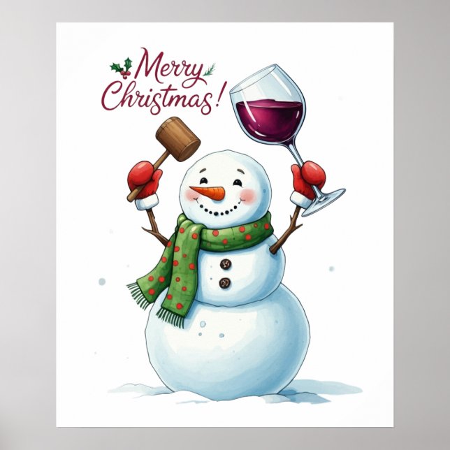 Poster Bar de snowman - salão de salão de Natal - vinho d (Frente)