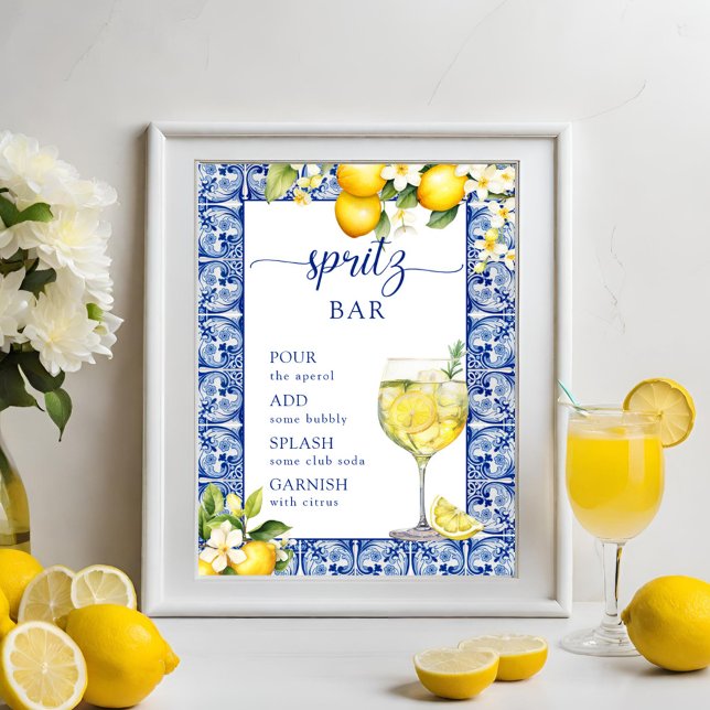 Poster Bar de Spritz para Chá de Noiva Main Squeeze Lemon (Criador carregado)