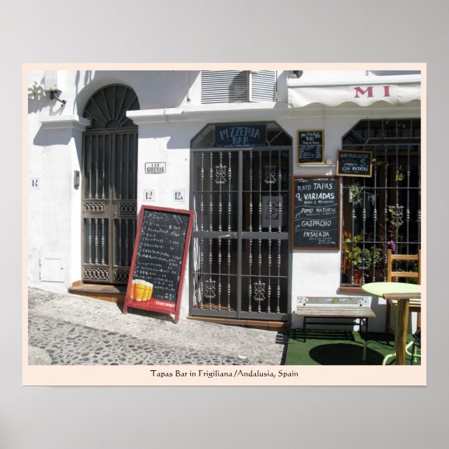 Póster Bar de Tapas em Frigiliana/Andaluzia, Espanha (Frente)