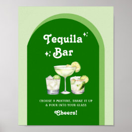 Poster Bar de Tequila Retro Limão Verde Citrino