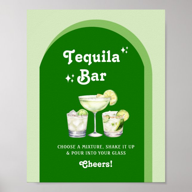 Poster Bar de Tequila Retro Limão Verde Citrino (Frente)