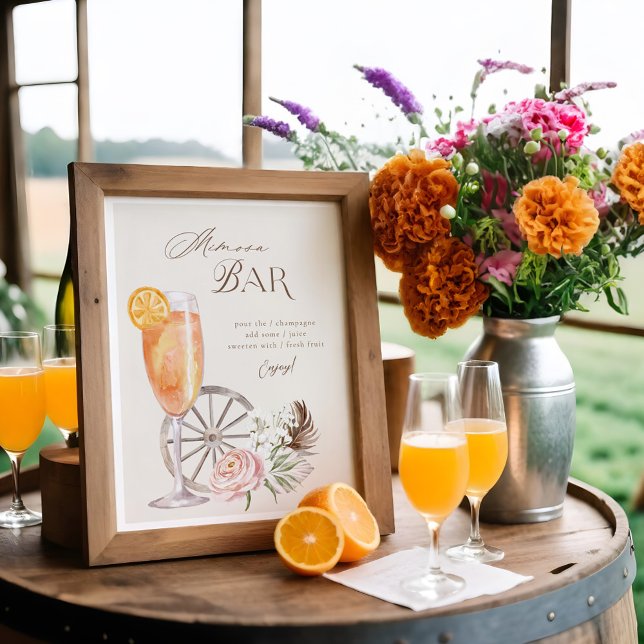 Poster Bar de Watercolor County Western Watercolor Mimosa (Watercolor County Western Watercolor Mimosa Bar Poster)