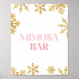 Poster Bar de Winter Onederland Mimosa, rosa e ouro