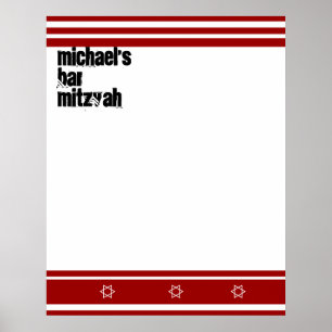 Poster Bar desportivo Mitzvah Sinal em Conselho Branco Ve