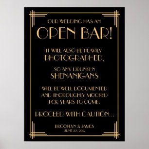 Poster Bar Dourado de Deco de Arte Negra - Sinal de  Aber