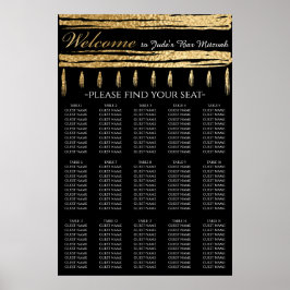 Poster Bar e Bat Mitzvah Dourado Tallit Seating Chart