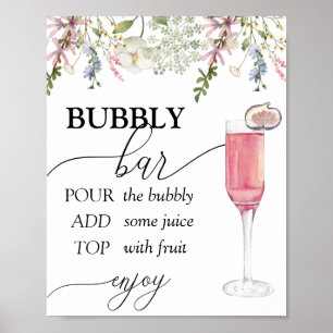 Poster Bar Espumante Flor Silvestre Chic
